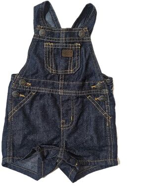 Lee Overalls Boys 0-3 Months Blue Denim One-Piece Pocket Button Square Neck Logo